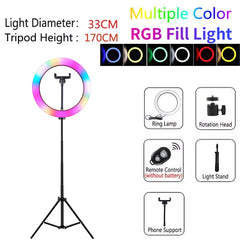 Video Lights RGB Selfie LED Ring Light Dimmable Ring Lamp With Stand Tripods Rim Of Light For TIKTOK Youtube Makeup ringlight