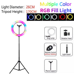 Video Lights RGB Selfie LED Ring Light Dimmable Ring Lamp With Stand Tripods Rim Of Light For TIKTOK Youtube Makeup ringlight