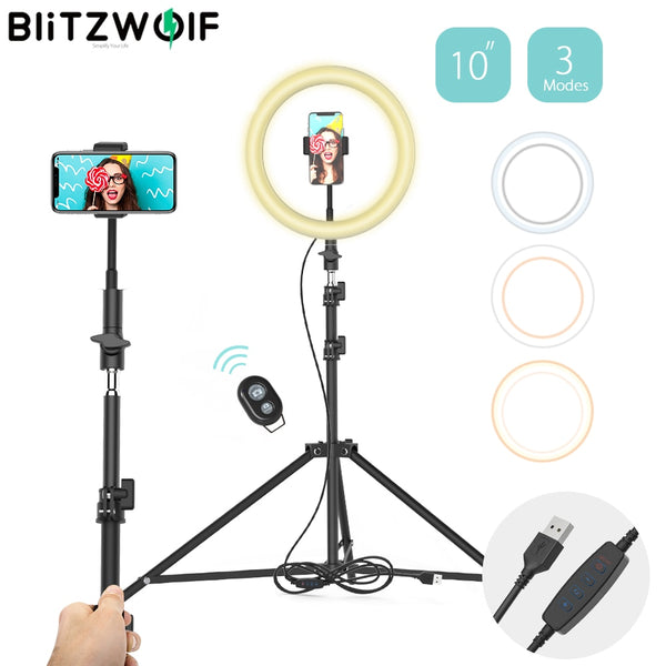 10inch Dimmable LED Ring Lamp Light with Tripod USB