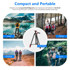 Tripod Kit, 54-Inch Travel Tripod with Phone