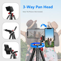 Tripod Kit, 54-Inch Travel Tripod with Phone